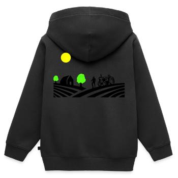traktor farm - Kinder Premium Organic Zip Hoodie - Schwarz - Hinten - AI Model Kid Male (0cm)