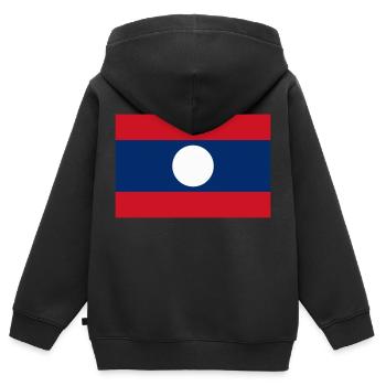Laos flag / Drapeau Laos - Sweat Premium à capuche zippé enfant bio - noir - Dos - AI Model Kid Male (0cm)