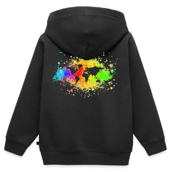 World Rainbow spreaded Color - Kinder Premium Organic Zip Hoodie - Schwarz - Hinten - AI Model Kid Male (0cm)