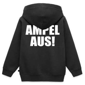 Ampel aus - Kinder Premium Organic Zip Hoodie - Schwarz - Hinten - AI Model Kid Male (0cm)