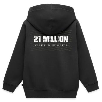 21 Million - Bitcoin - Veris in Numeris - Kinder Premium Organic Zip Hoodie - Schwarz - Hinten - AI Model Kid Male (0cm)