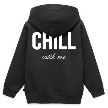 Chill with me - Sweat Premium à capuche zippé enfant bio - noir - Dos - AI Model Kid Male (0cm)
