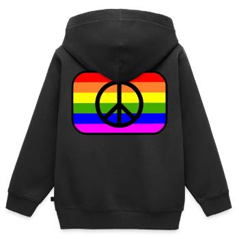 Peacezeichen auf LGBT Regenbogenfahne - Kinder Premium Organic Zip Hoodie - Schwarz - Hinten - AI Model Kid Male (0cm)