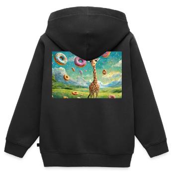 Girafe au pays du lait et du miel - Sweat Premium à capuche zippé enfant bio - noir - Dos - AI Model Kid Male (0cm)