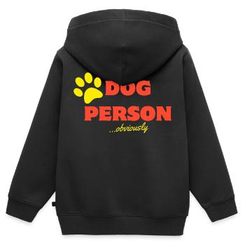 Chien Personne - Sweat Premium à capuche zippé enfant bio - noir - Dos - AI Model Kid Male (0cm)
