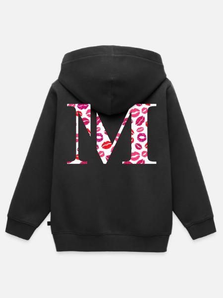 Buchstabe m Küsse - Kinder Premium Organic Zip Hoodie - Schwarz