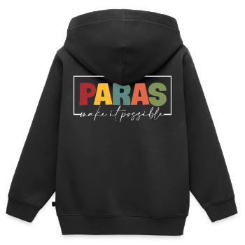 Paras rendre possible l’enseignant paraprofessionnel - Sweat Premium à capuche zippé enfant bio - noir - Dos - AI Model Kid Male (0cm)