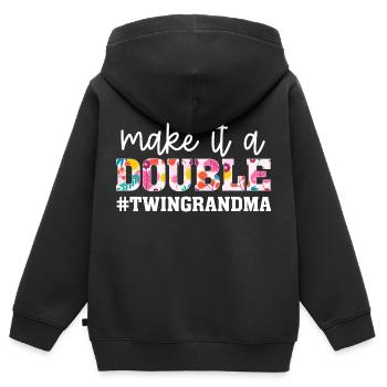 Make It A Double Twin Grandma Of Twins Grandmother - Kinder Premium Organic Zip Hoodie - Schwarz - Hinten - AI Model Kid Male (0cm)