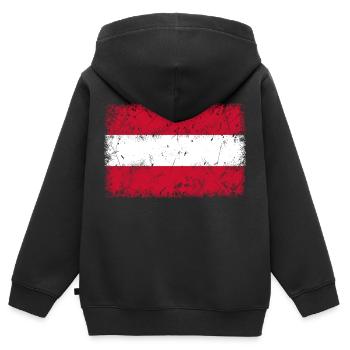 Flag of Austria - Kids Premium Organic Zip-up Hoodie - black - Back - AI Model Kid Male (0cm)