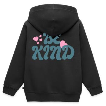 Soyez gentil - Sweat Premium à capuche zippé enfant bio - noir - Dos - AI Model Kid Male (0cm)