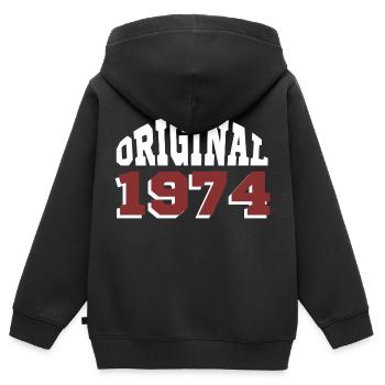 Original 1974 - Sweat Premium à capuche zippé enfant bio - noir - Dos - AI Model Kid Male (0cm)
