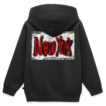 New Yorker Straßenkunst - Kinder Premium Organic Zip Hoodie - Schwarz - Hinten - AI Model Kid Male (0cm)