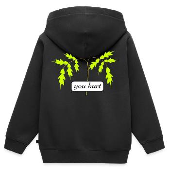 vous avez mal - Sweat Premium à capuche zippé enfant bio - noir - Dos - AI Model Kid Male (0cm)