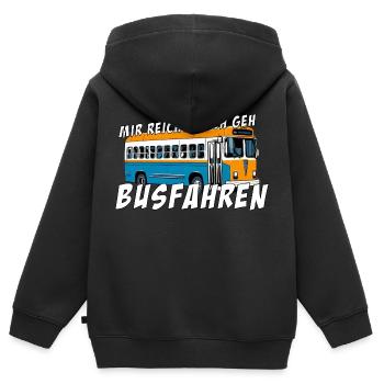 J’en ai assez, je vais prendre le bus - Sweat Premium à capuche zippé enfant bio - noir - Dos - AI Model Kid Male (0cm)