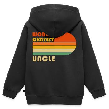 World's Okayest Uncle Funny Retro Vintage - Kinder Premium Organic Zip Hoodie - Schwarz - Hinten - AI Model Kid Male (0cm)