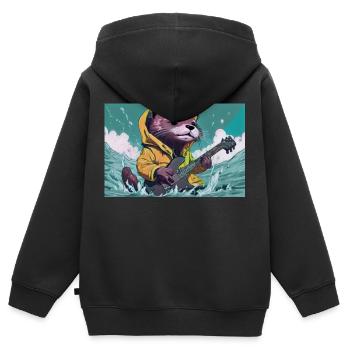 Otti Gitarre - Kinder Premium Organic Zip Hoodie - Schwarz - Hinten - AI Model Kid Male (0cm)