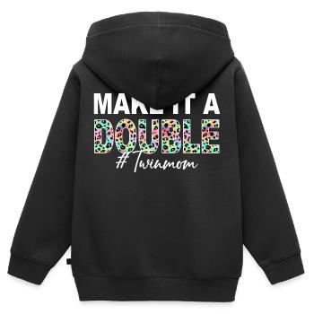 Machen Sie es zu einem Doppelzwilling Mutter von Zwillingen Zwillingsmutter - Kinder Premium Organic Zip Hoodie - Schwarz - Hinten - AI Model Kid Male (0cm)