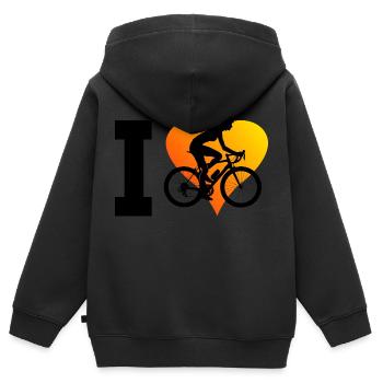 Vélo Vélo Vélo VTT Cycliste - Sweat Premium à capuche zippé enfant bio - noir - Dos - AI Model Kid Male (0cm)
