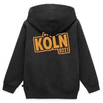 Cologne - 0221 - Ville de la cathédrale - Rhin - Cathédrale de Cologne - Sweat Premium à capuche zippé enfant bio - noir - Dos - AI Model Kid Male (0cm)