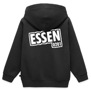 Essen - 0201 - Vorwahl - Slogan - Kinder Premium Organic Zip Hoodie - Schwarz - Hinten - AI Model Kid Male (0cm)