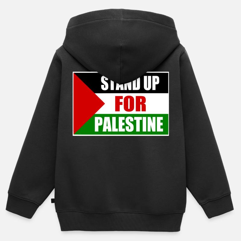 stand up for palestine - Sweat Premium à capuche zippé enfant bio - noir