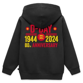 80. Jahrestag des D-Day in der Normandie 1944 2024 - Kinder Premium Organic Zip Hoodie - Schwarz - Hinten - AI Model Kid Male (0cm)