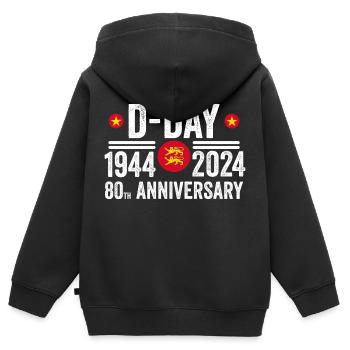 80. Jahrestag des D-Day in der Normandie 1944 2024 - Kinder Premium Organic Zip Hoodie - Schwarz - Hinten - AI Model Kid Male (0cm)