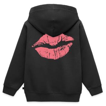 Kuss Kiss Liebe Kussmund JGA - Kinder Premium Organic Zip Hoodie - Schwarz - Hinten - AI Model Kid Male (0cm)