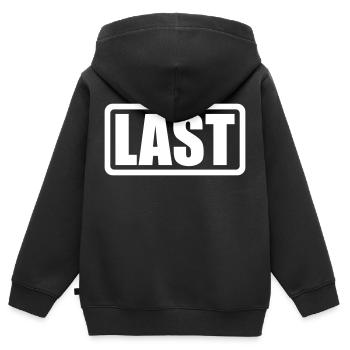 Logo LAST avec cadre - Sweat Premium à capuche zippé enfant bio - noir - Dos - AI Model Kid Male (0cm)