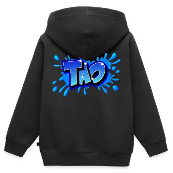 Graffiti "TAO" auf alles druckbar - Kinder Premium Organic Zip Hoodie - Schwarz - Hinten - AI Model Kid Male (0cm)