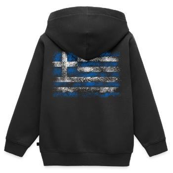 Grèce Vintage - Sweat Premium à capuche zippé enfant bio - noir - Dos - AI Model Kid Male (0cm)