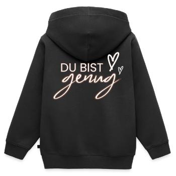 Du bist genug - Kinder Premium Organic Zip Hoodie - Schwarz - Hinten - AI Model Kid Male (0cm)