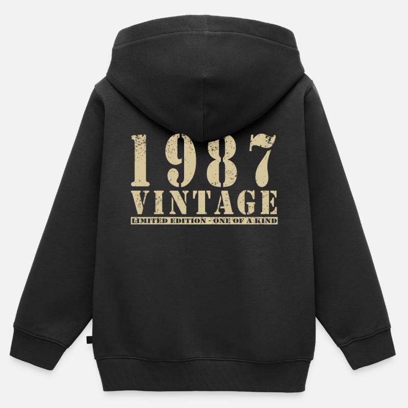 Original 1987 Vintage Vintage anniversaire rétro - Sweat Premium à capuche zippé enfant bio - noir