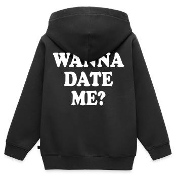 wanna date me - Kinder Premium Organic Zip Hoodie - Schwarz - Hinten - AI Model Kid Male (0cm)