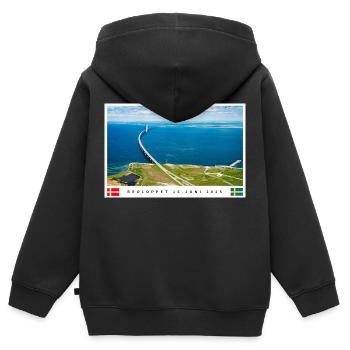 Buntes Brückenmotiv mit Datum und Flaggen - Kinder Premium Organic Zip Hoodie - Schwarz - Hinten - AI Model Kid Male (0cm)