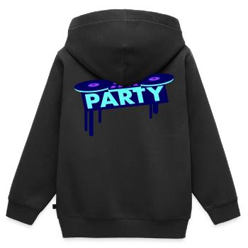 Mischpult Party Spray DJ Vinyl Schallplatte Musik - Kinder Premium Organic Zip Hoodie - Schwarz - Hinten - AI Model Kid Male (0cm)