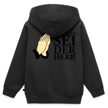 gepriesen sei der herr 02 - Kinder Premium Organic Zip Hoodie - Schwarz - Hinten - AI Model Kid Male (0cm)