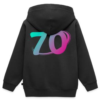 Nummer 70 mehrfarbig - Kinder Premium Organic Zip Hoodie - Schwarz - Hinten - AI Model Kid Male (0cm)