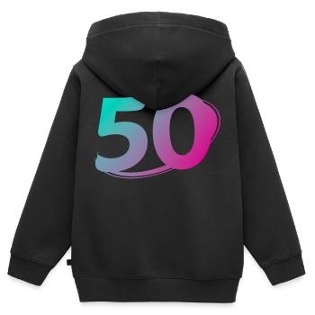 Nummer 50 mehrfarbig - Kinder Premium Organic Zip Hoodie - Schwarz - Hinten - AI Model Kid Male (0cm)