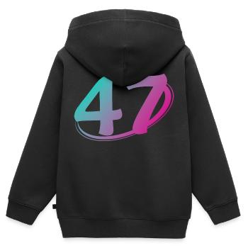 Nummer 47 mehrfarbig - Kinder Premium Organic Zip Hoodie - Schwarz - Hinten - AI Model Kid Male (0cm)