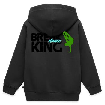 Roi du break dance - Sweat Premium à capuche zippé enfant bio - noir - Dos - AI Model Kid Male (0cm)