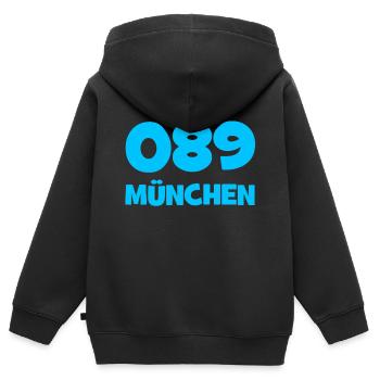 089 München Vorwahl Telefon telefonieren Bayern - Kinder Premium Organic Zip Hoodie - Schwarz - Hinten - AI Model Kid Male (0cm)
