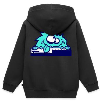 Haariges DJ Monster Horror Halloween Mischpult Fun - Kinder Premium Organic Zip Hoodie - Schwarz - Hinten - AI Model Kid Male (0cm)