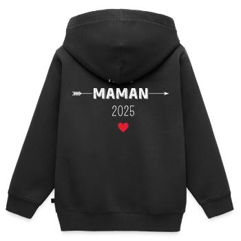 Future maman 2025 - Sweat Premium à capuche zippé enfant bio - noir - Dos - AI Model Kid Male (0cm)