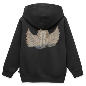 ANGE - Sweat Premium à capuche zippé enfant bio - noir - Dos - AI Model Kid Male (0cm)