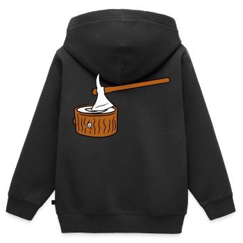 Axt Baum Fällen Holzfäller Wald Stumpf Holz Hacken - Kinder Premium Organic Zip Hoodie - Schwarz - Hinten - AI Model Kid Male (0cm)