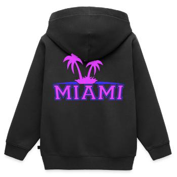Miami USA Palmen Strand Sonne Amerika Florida Logo - Kinder Premium Organic Zip Hoodie - Schwarz - Hinten - AI Model Kid Male (0cm)