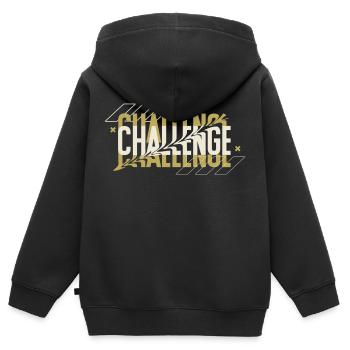 Black Typography Challenge Hoodie - Kinder Premium Organic Zip Hoodie - Schwarz - Hinten - AI Model Kid Male (0cm)