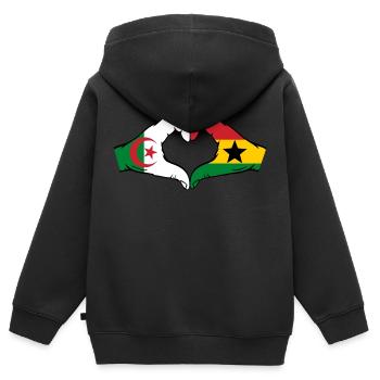 Algerien Ghana Flagge Hände Herzform - Kinder Premium Organic Zip Hoodie - Schwarz - Hinten - AI Model Kid Male (0cm)
