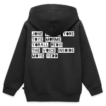 JONE WASTE YORE TOYE MONME YORALL REDIII THE VOICE - Kinder Premium Organic Zip Hoodie - Schwarz - Hinten - AI Model Kid Male (0cm)